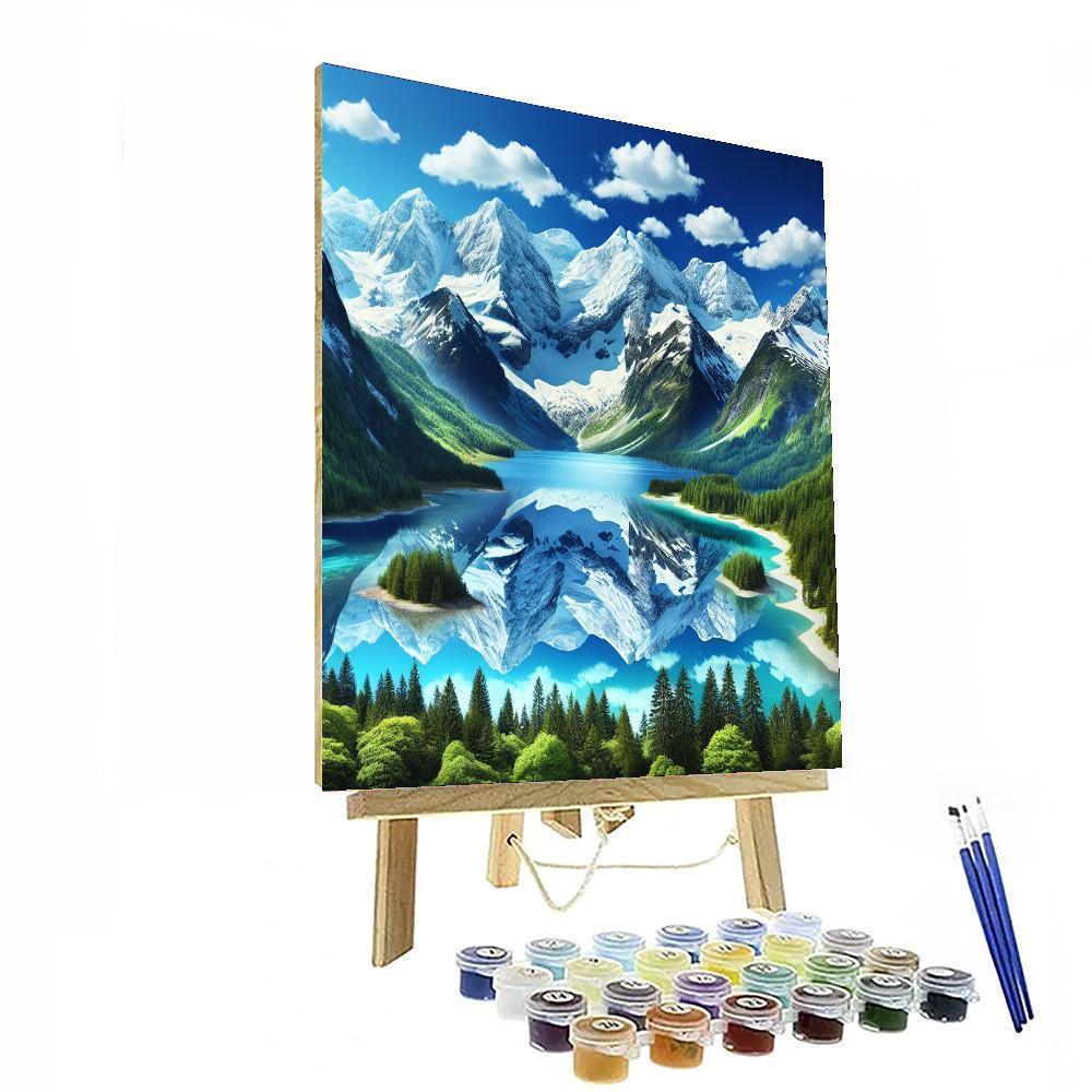 Enchanting Mountain Reflection Numbered Painting Kits