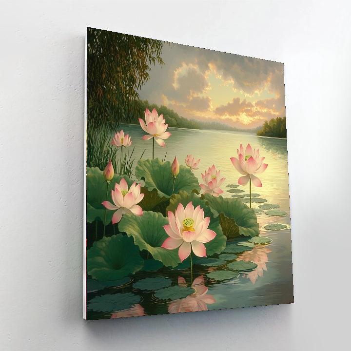 Utagawa Hiroshige Inspired Lotus Reverie  Paint By Numbers Art