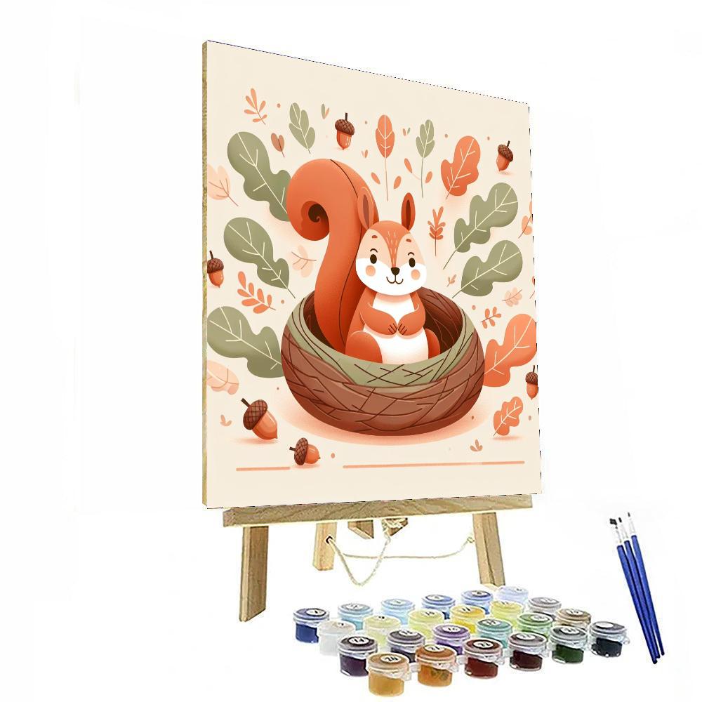 Cozy Squirrel's Autumn Nest Paint By Color