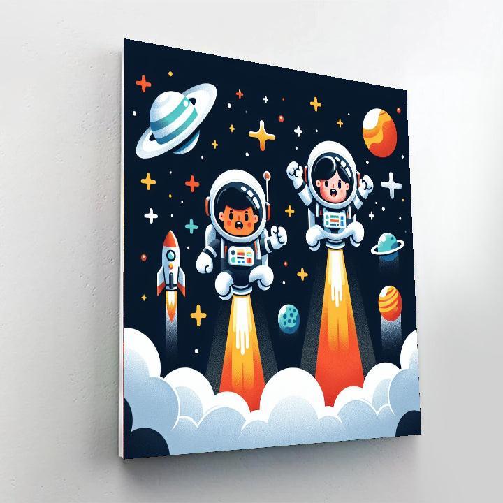 Space Mission With Astronauts And Rockets Paint By Number