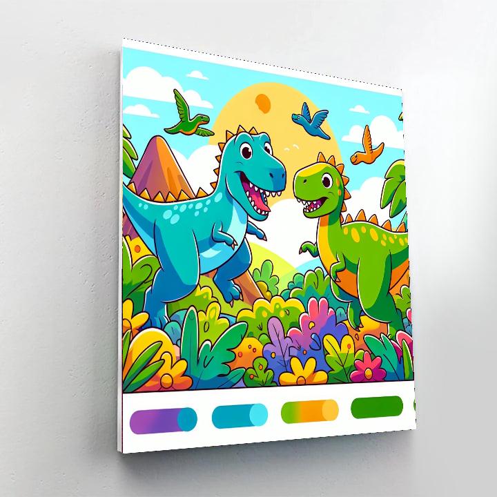 Cheerful Dinosaur Days Painting By Numbers Kit
