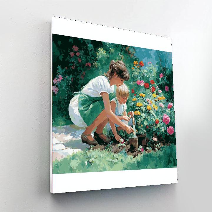 Mother And Child In The Garden Paint By Numbers Kits