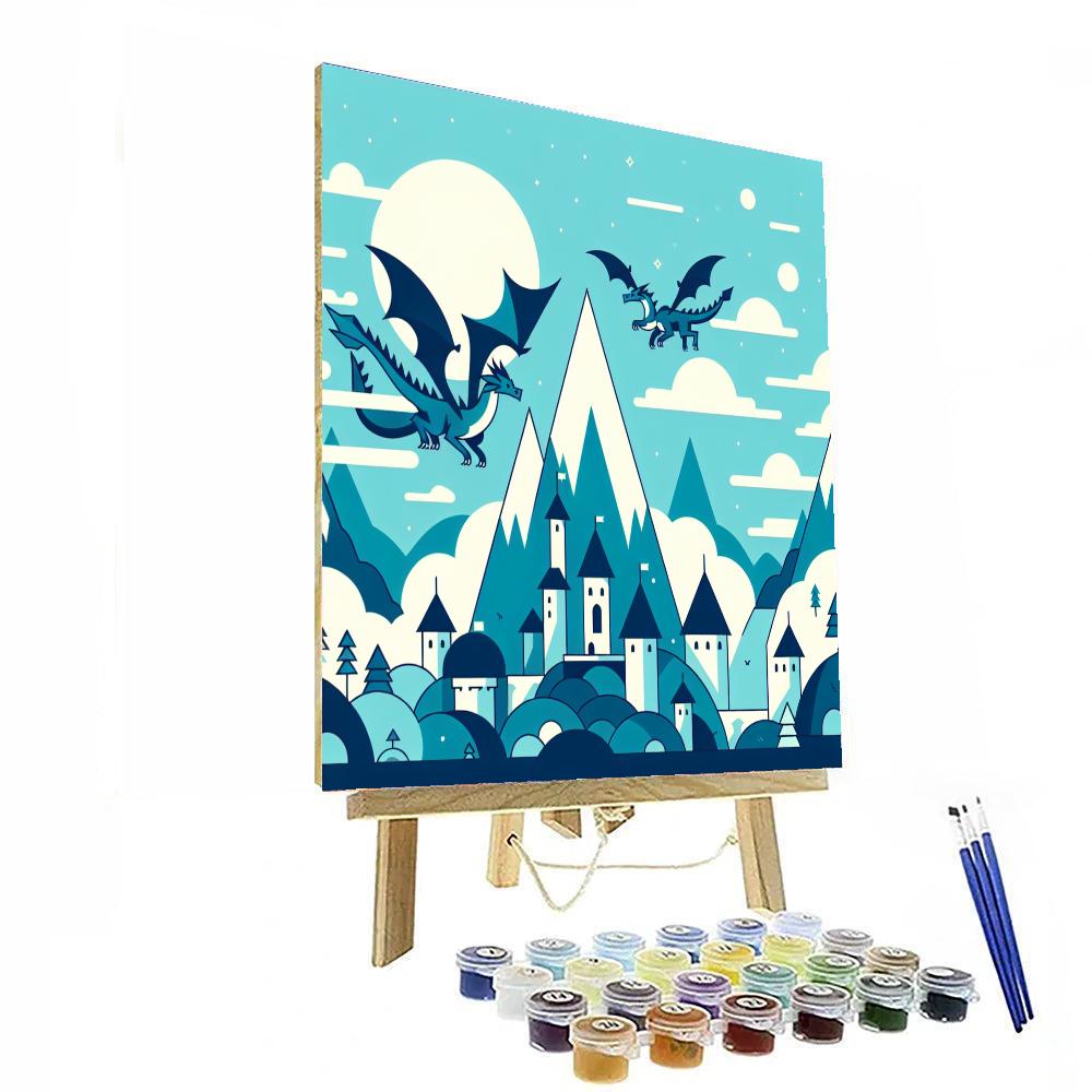 Mystical Mountain Dragons Paint By Numbers Art