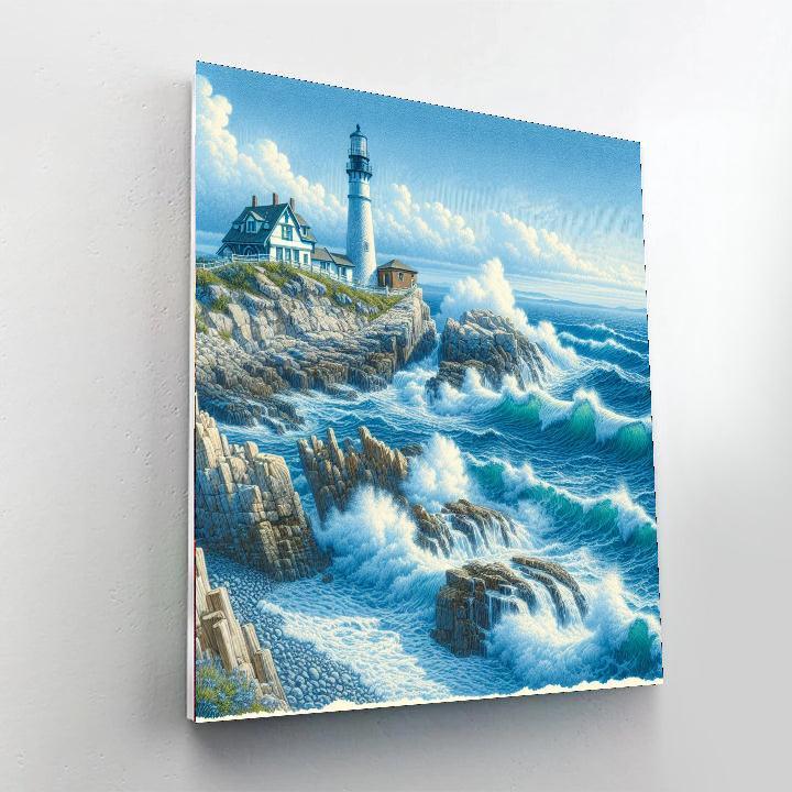 Seaside Lighthouse View Painting By Numbers Kit