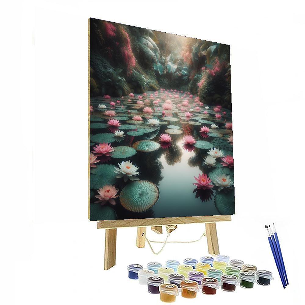 Tranquil Lotus Pond Scene Painting By Numbers Kit