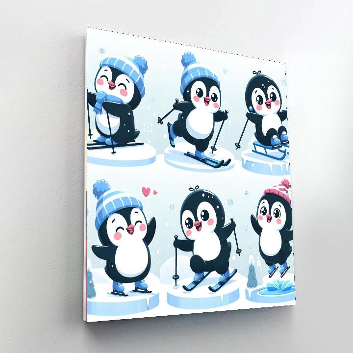 Penguin Winter Olympics DIY Paint By Numbers
