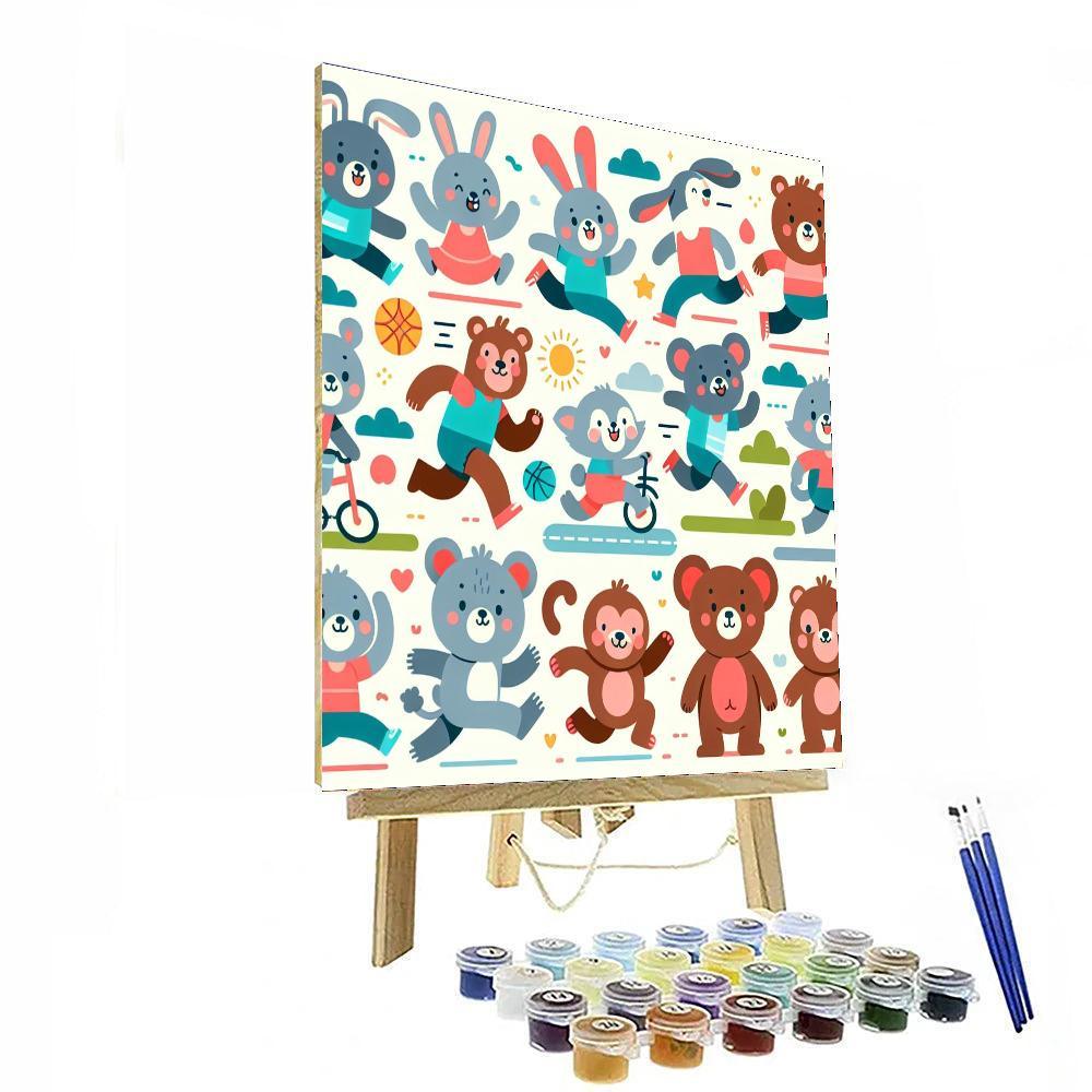 Animal Sports Day Numbered Painting Kits