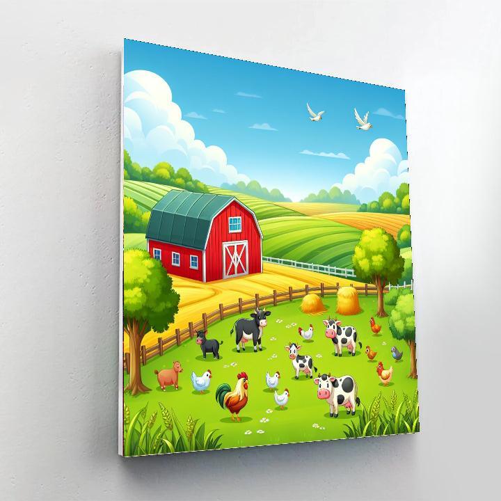 Farmyard Friends With Barn And Animals Paint By Number