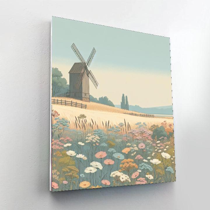 Whispering Meadow And Windmill Number Painting