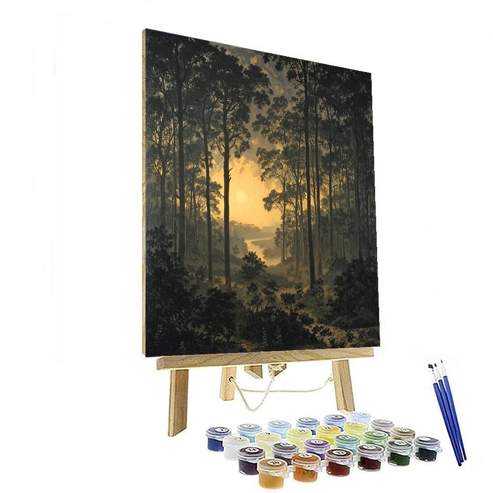 Caspar David Friedrich Inspired Forest Silhouette  Paint By Number