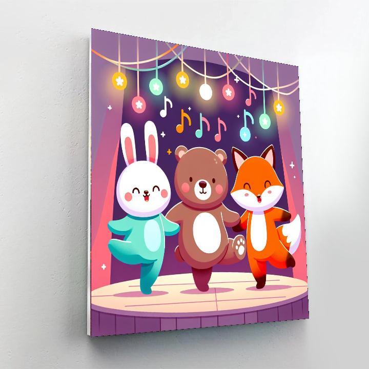 Joyful Animal Dance Off Paint By Numbers Art