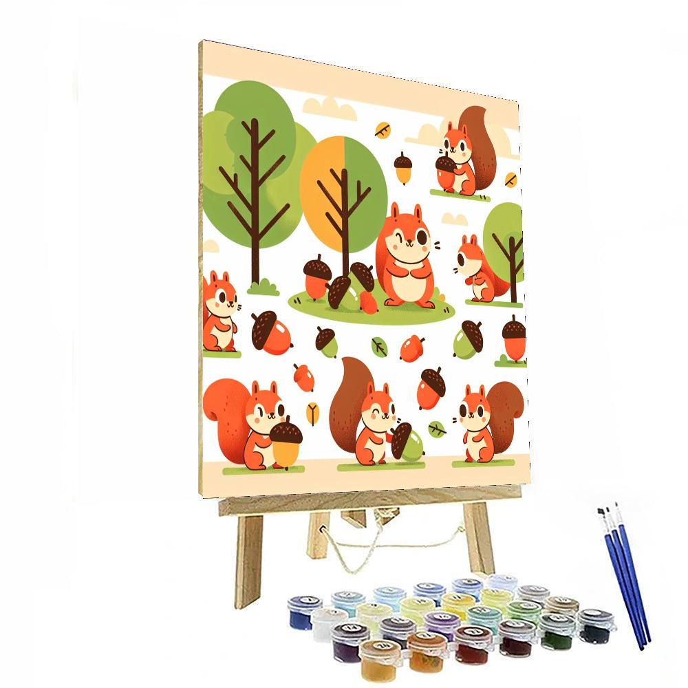 Silly Squirrels And Acorns Painting By Numbers Kit