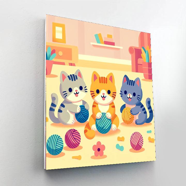Cuddly Kittens And Yarn Painting By Numbers Kit