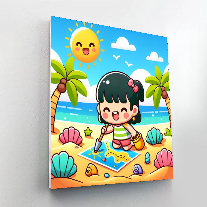 Tropical Beach Treasure Hunt Painting Number Kit