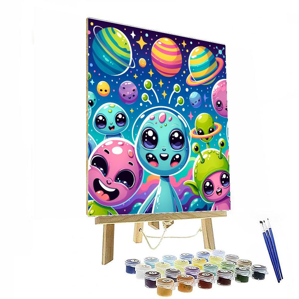 Cosmic Cuddly Aliens Paint By Numbers