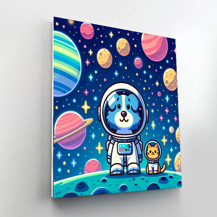 Space Animals Expedition Painting Number Kit