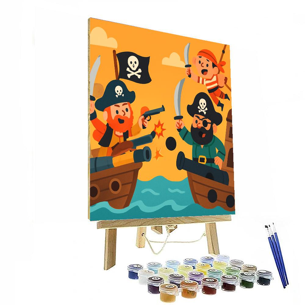 Seaside Pirate Battle DIY Paint By Numbers