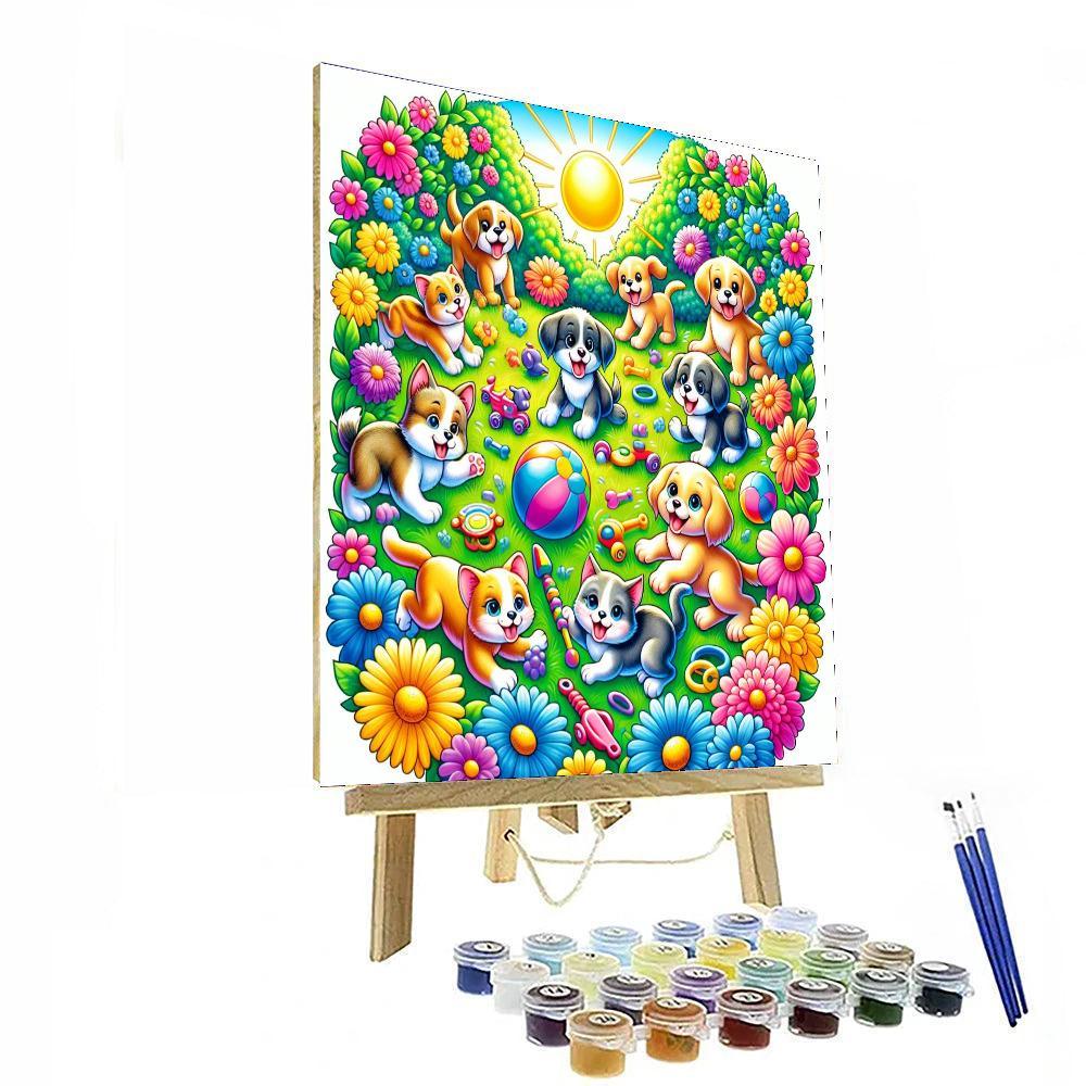 Charming Pet Playtime Paint By Numbers Art
