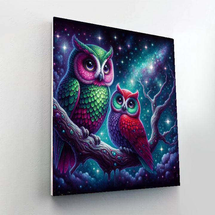 Celestial Night Owls Painting Number Kit
