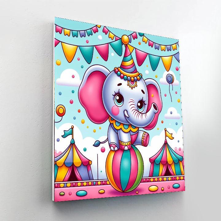 Exciting Circus Elephant Painting By Numbers Kit