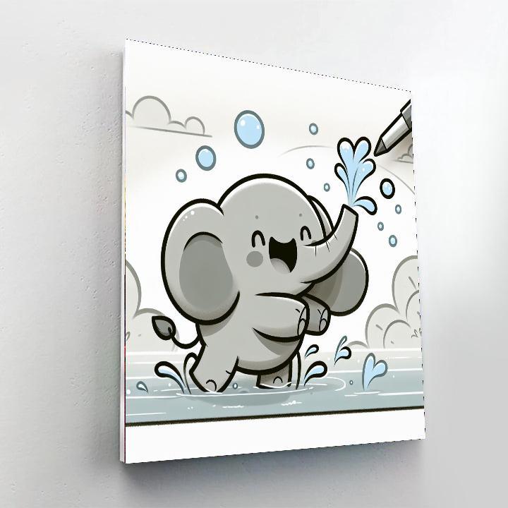Energetic Elephant Splash Paint By Numbers