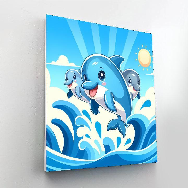 Joyful Dolphin Pod Paint By Number