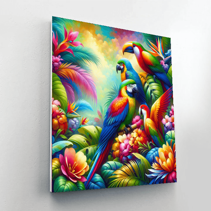 Colorful Tropical Birds Painting By Numbers Kit