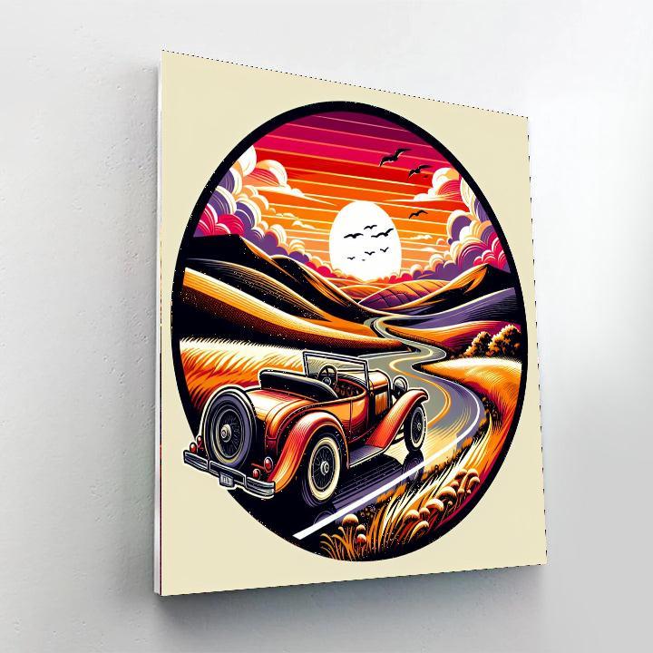 Cinematic Retro Roadster Paint By Numbers Art