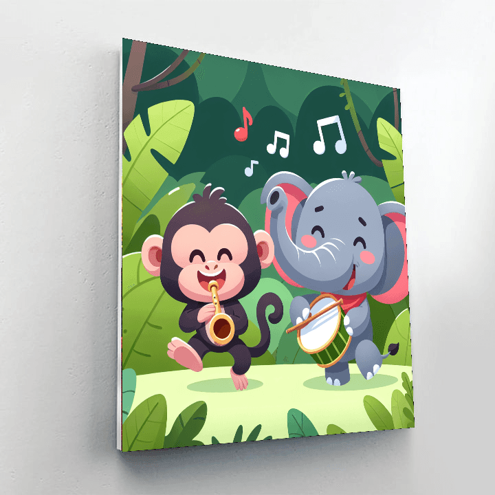 Musical Jungle Band Number Painting