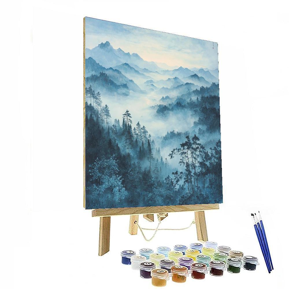 Zhao Mengfu Inspired Transcendence Of Misty Horizons  Paint By Color
