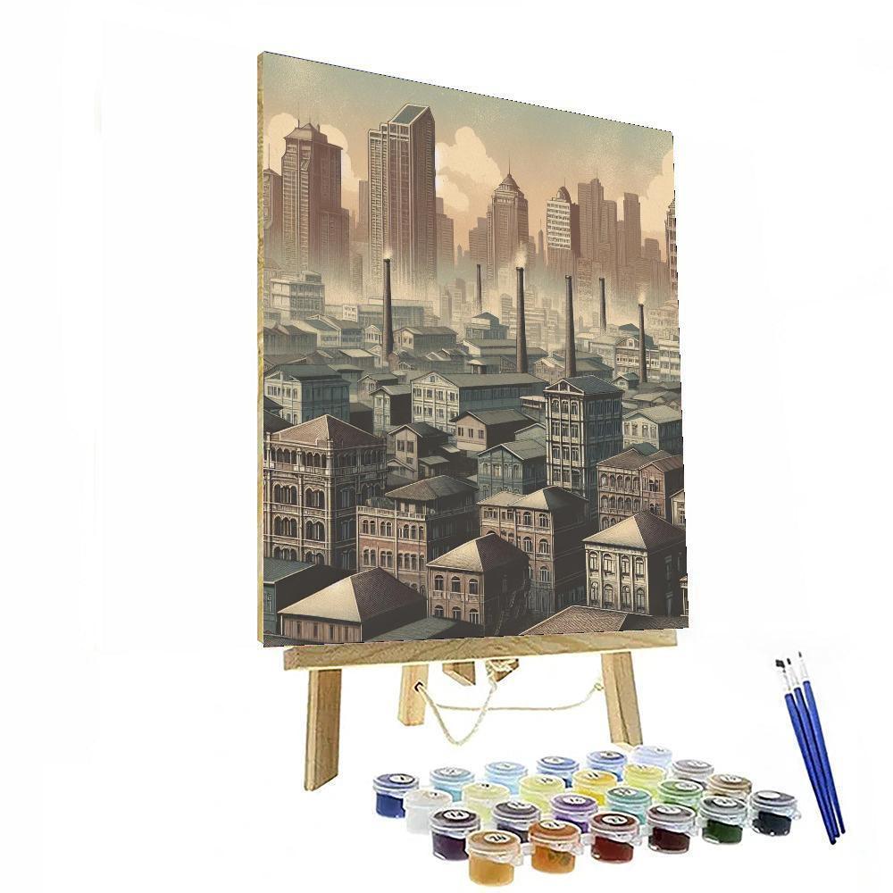 Vintage Urban Skyline Painting Number Kit