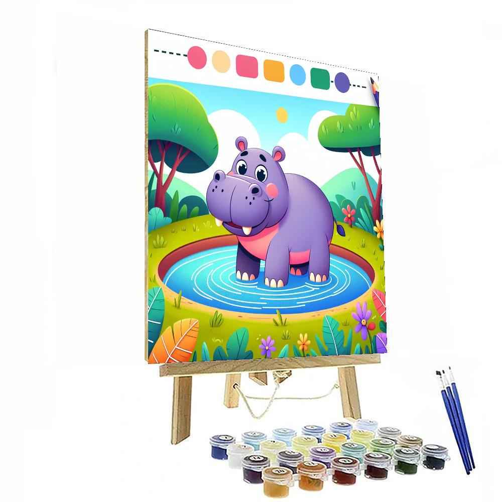 Hippo's Happy Waterhole Painting Number Kit