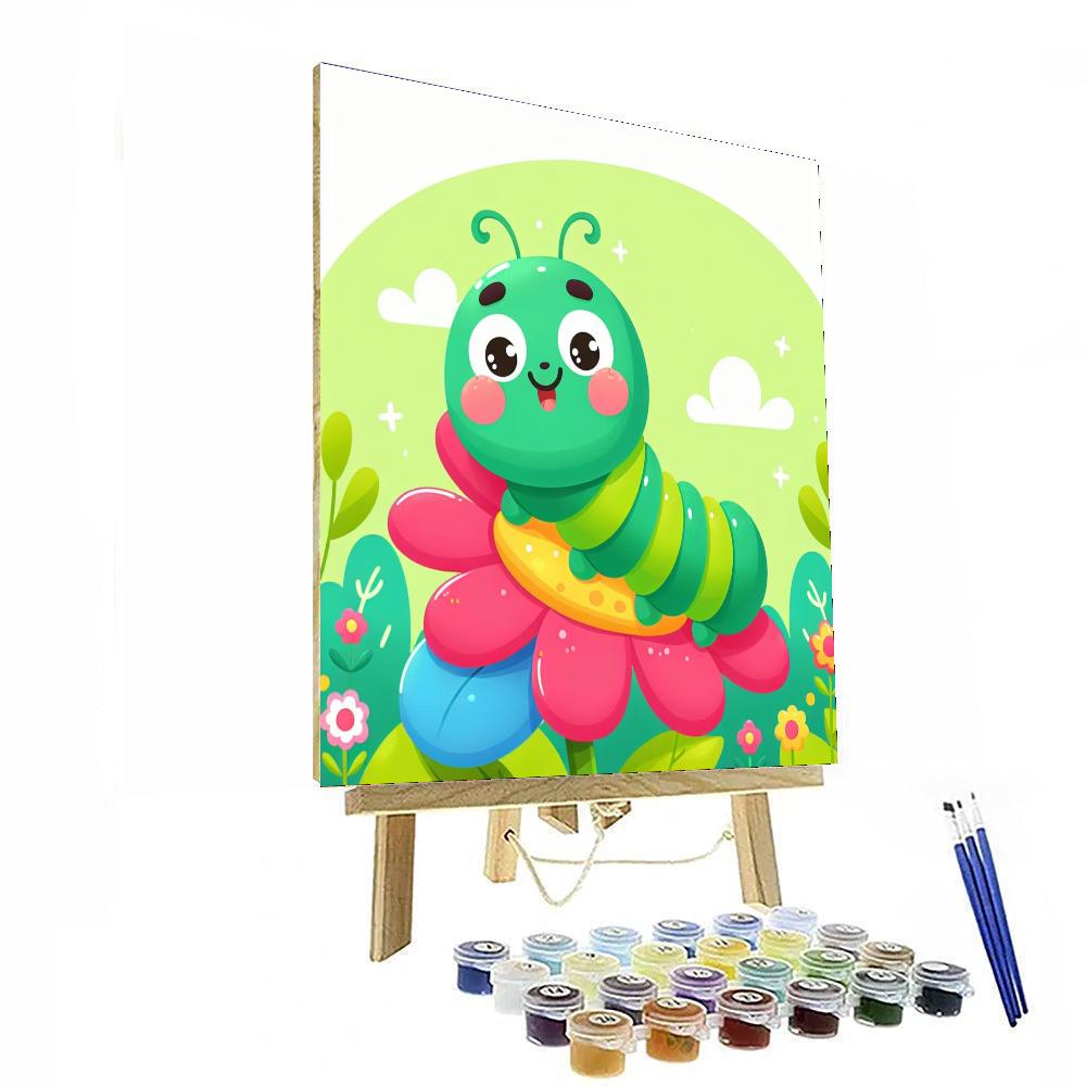 Happy Caterpillar Transformation Paint By Numbers Art