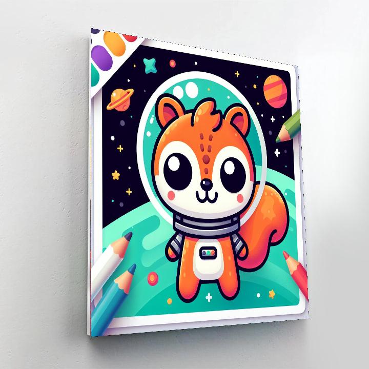 Space Explorer Squirrel Number Painting