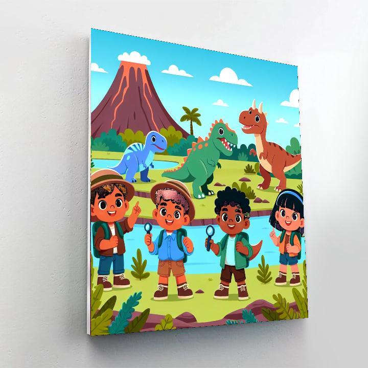 Explorers In Dinosaur Land Paint By Numbers