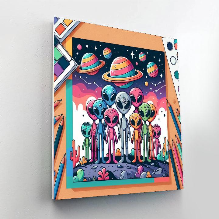 Friendly Alien Colony Numbered Painting Kits