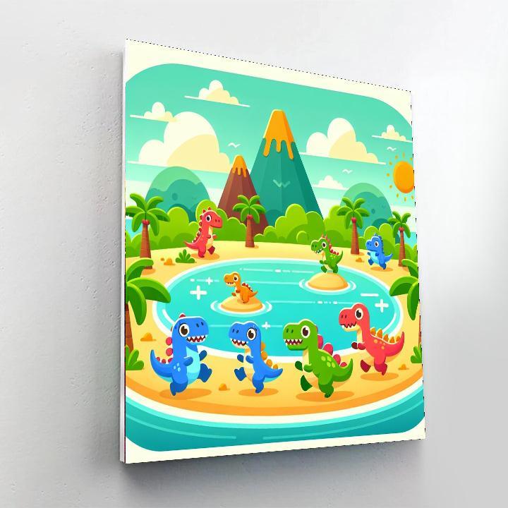 Adventure On Dino Island Paint By Numbers Kits