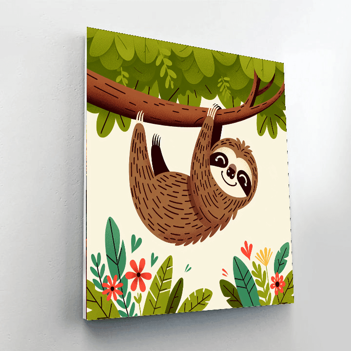 Friendly Sloth Paint By Numbers Art