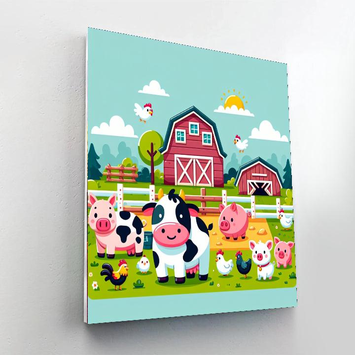 Farmyard Fun Scene Numbered Painting Kits