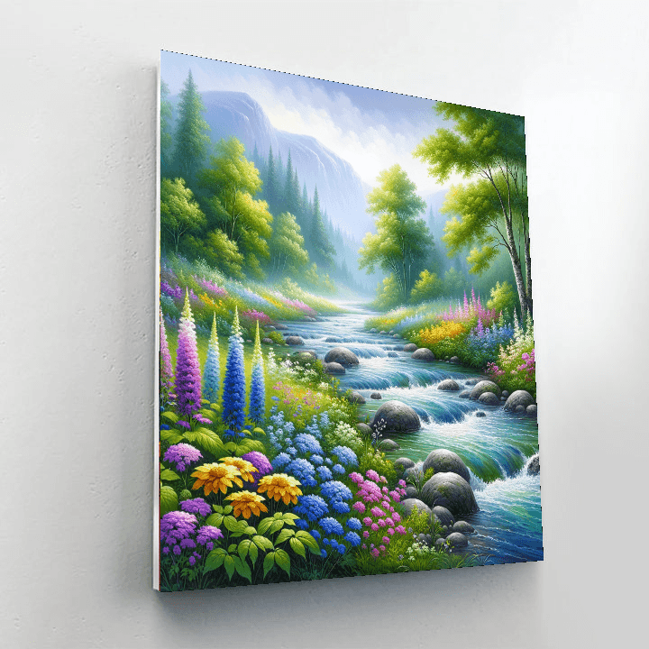 Mountain Stream Serenity Paint By Color