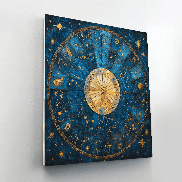 Artist Inspired By Medieval Manuscripts Inspired Celestial Zodiac Wheel  Paint By Number