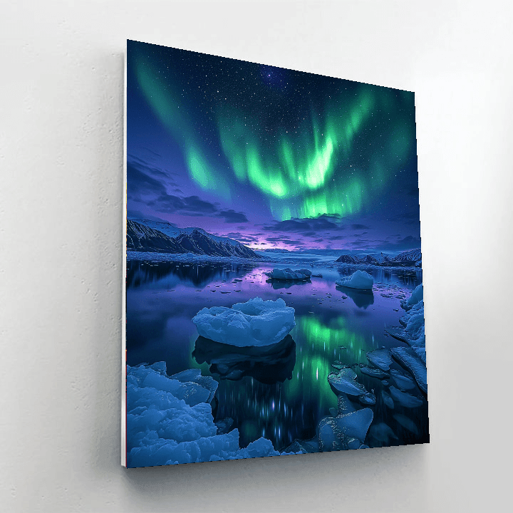 Northern Lights At Jökulsárlón Glacier Lagoon - Iceland Numbered Painting Kits
