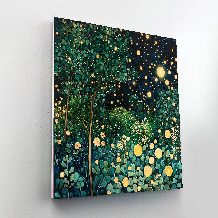 Gustav Klimt Inspired Starlit Garden Retreat  Number Painting