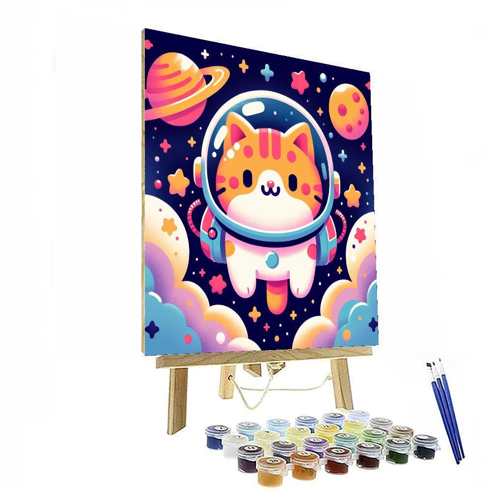 Exploring Space Cat Paint By Numbers Art