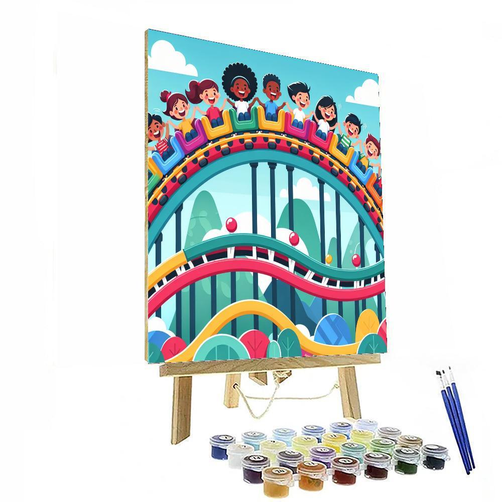 Rainbow Roller Coaster Painting Number Kit