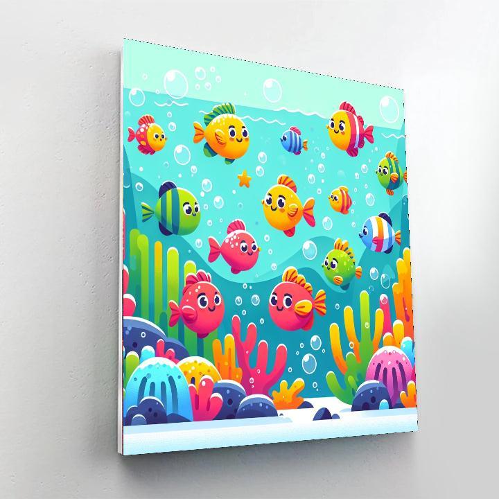 Bubbly Fishes Number Painting