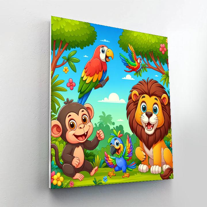 Happy Jungle Animals Numbered Painting Kits