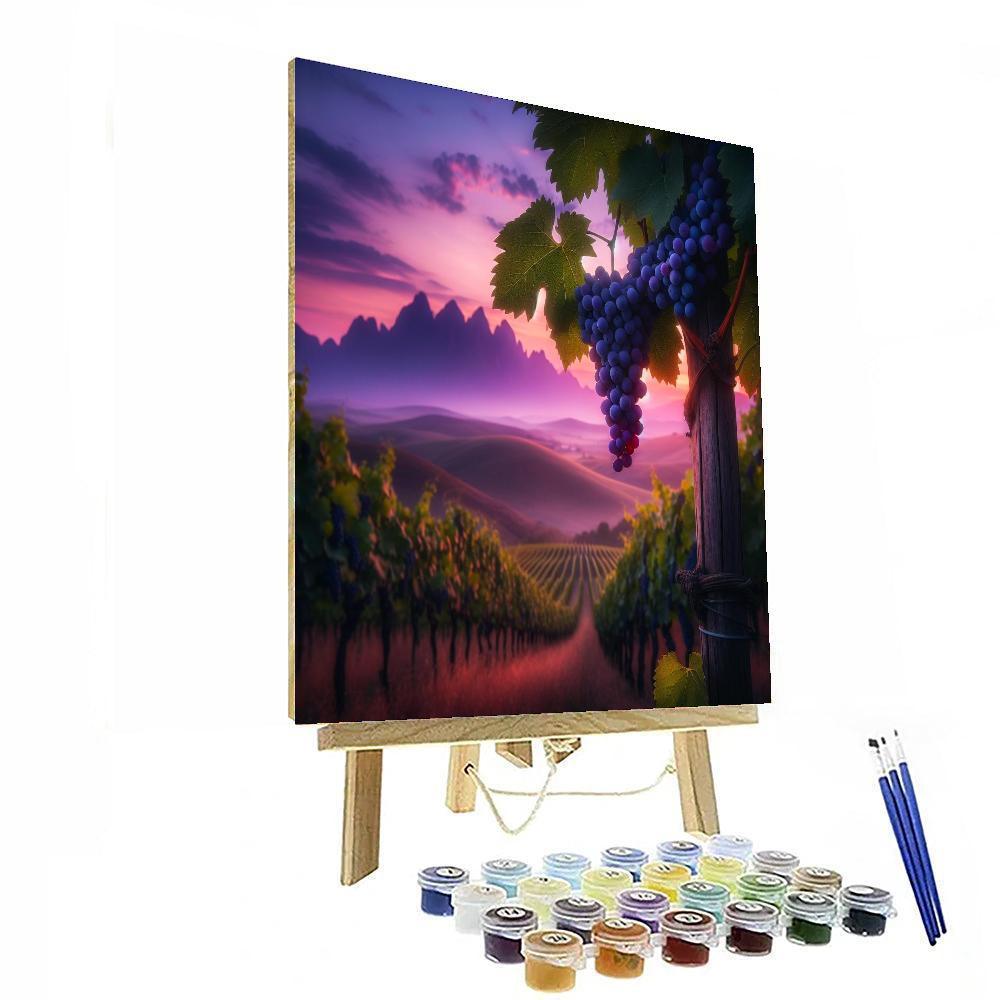 Rustic Vineyard At Twilight Numbered Painting Kits