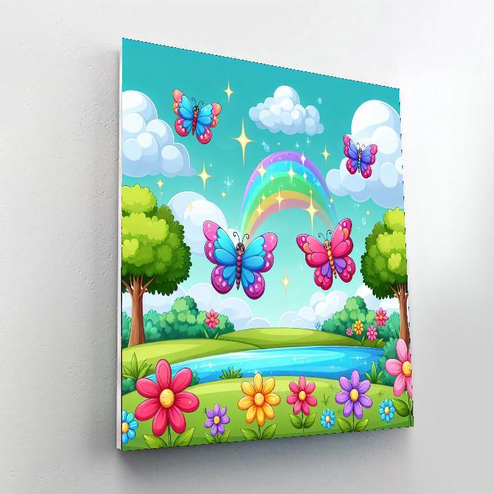 Rainbow Butterfly Paradise Paint By Color
