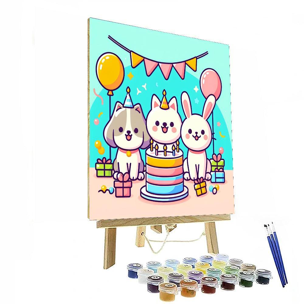 Happy Animals' Birthday Bash Paint By Numbers Kits